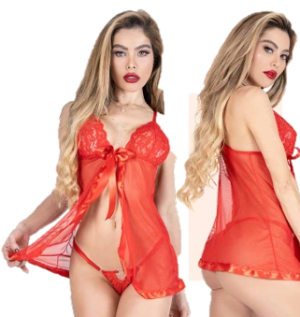 Babydoll Satin Ribbon Transparencia (BD-12)