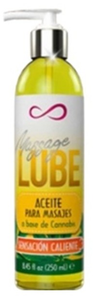 Massage Lube Aceite para Masajes Sensación Caliente a Base de Cannabis 250 ml